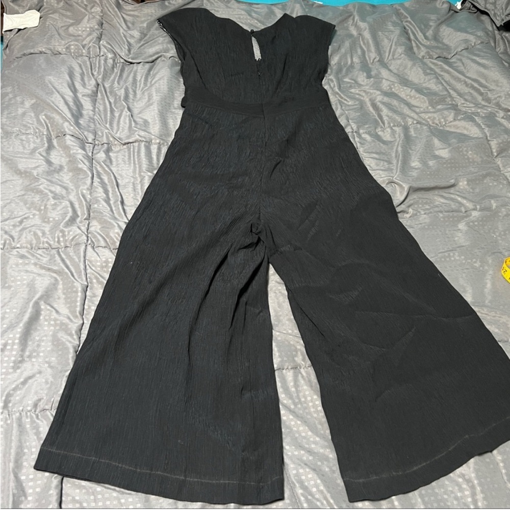 Anthropologie black one piece jump suit romper tie belt size 10 - Picture 8 of 10